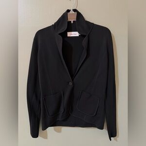 Calvin Klein one-button knit blazer featuring a shawl collar size small black